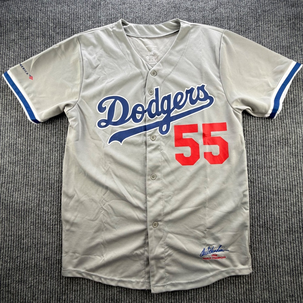 Dodgers Orel Hershiser Baseball Jersey Grey Med 1988 World Champions Exclusive